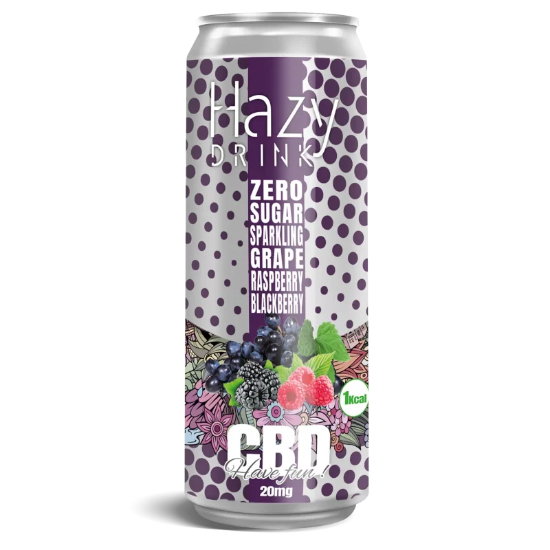 Hazy Drink 20mg CBD boisson gazeuse Mure framboise raisin